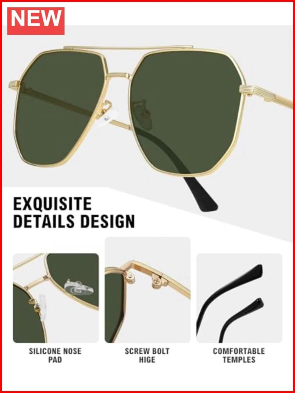 Retro Oversized Aviator Sunglasses for Women Men Polarized Metal Shades